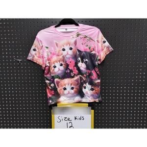 Adorable Kids Cat Print T-Shirt - Size 12, Act Fast!
